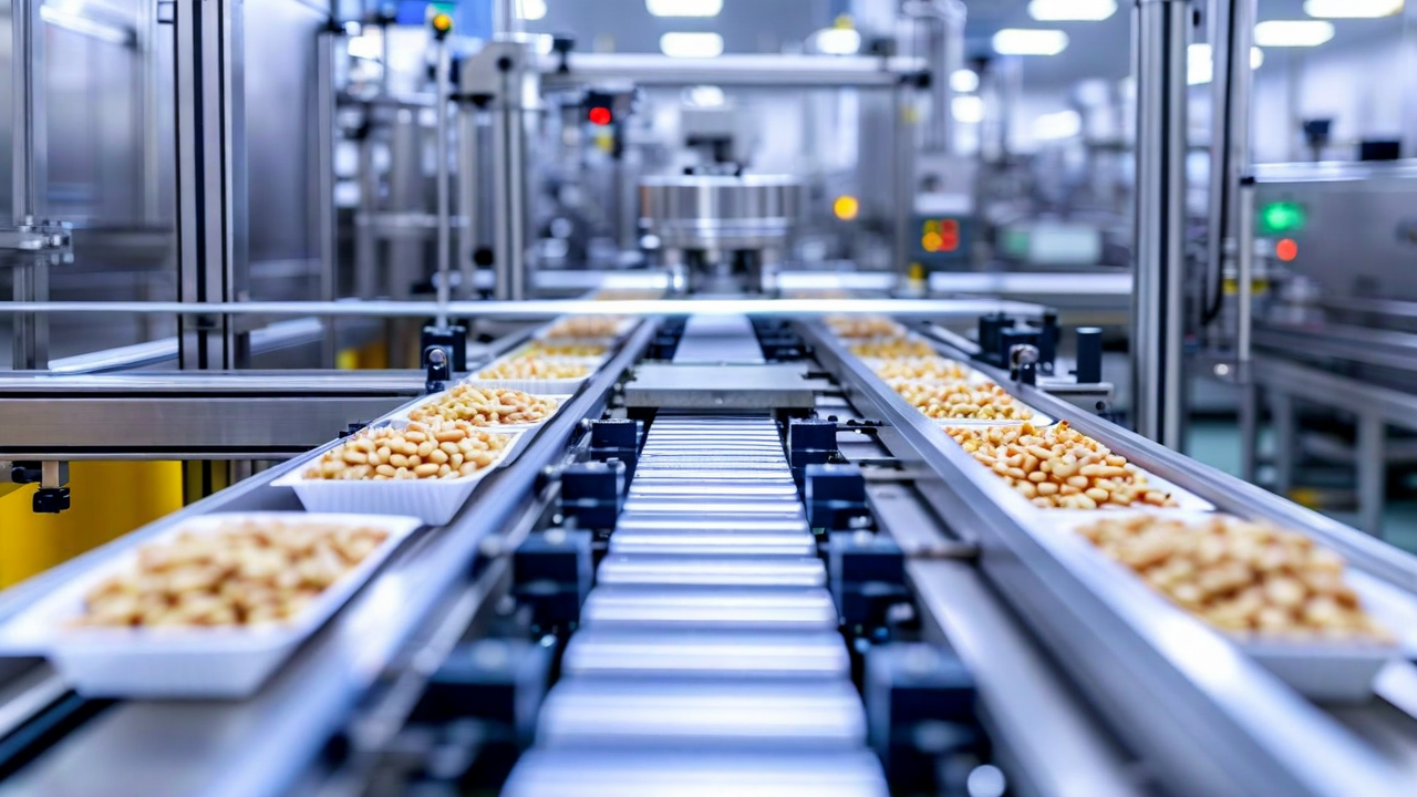 High-speed food packaging line with vision inspection system