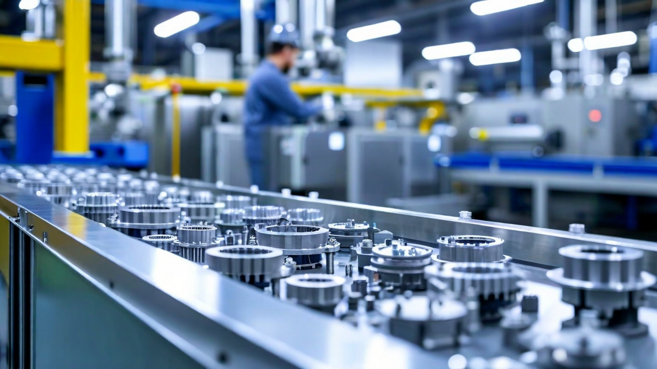 Reject bin with parts and quality engineer reviewing flagged items